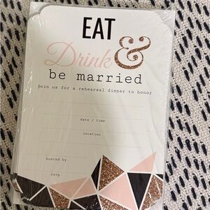 Chic Geometric Rehearsal Dinner Invitations - Black, Gold, Pink